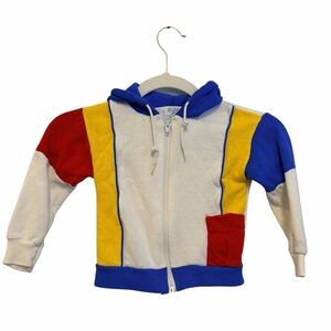 Vintage 80s Royal Heir Color Block Zip Hoodie Baby 4T Made In USA